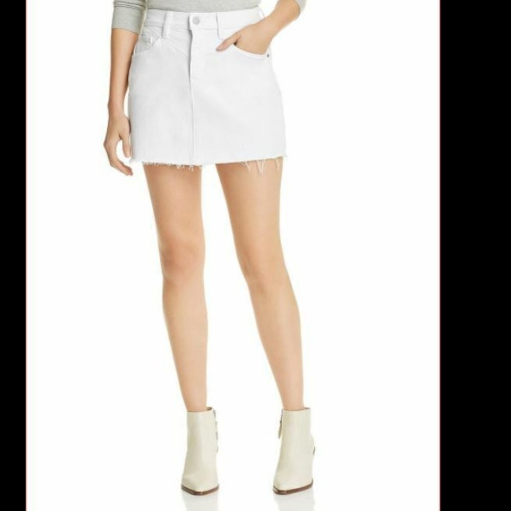 HUDSON VIPER MINI SKIRT IN WHITE DENIM